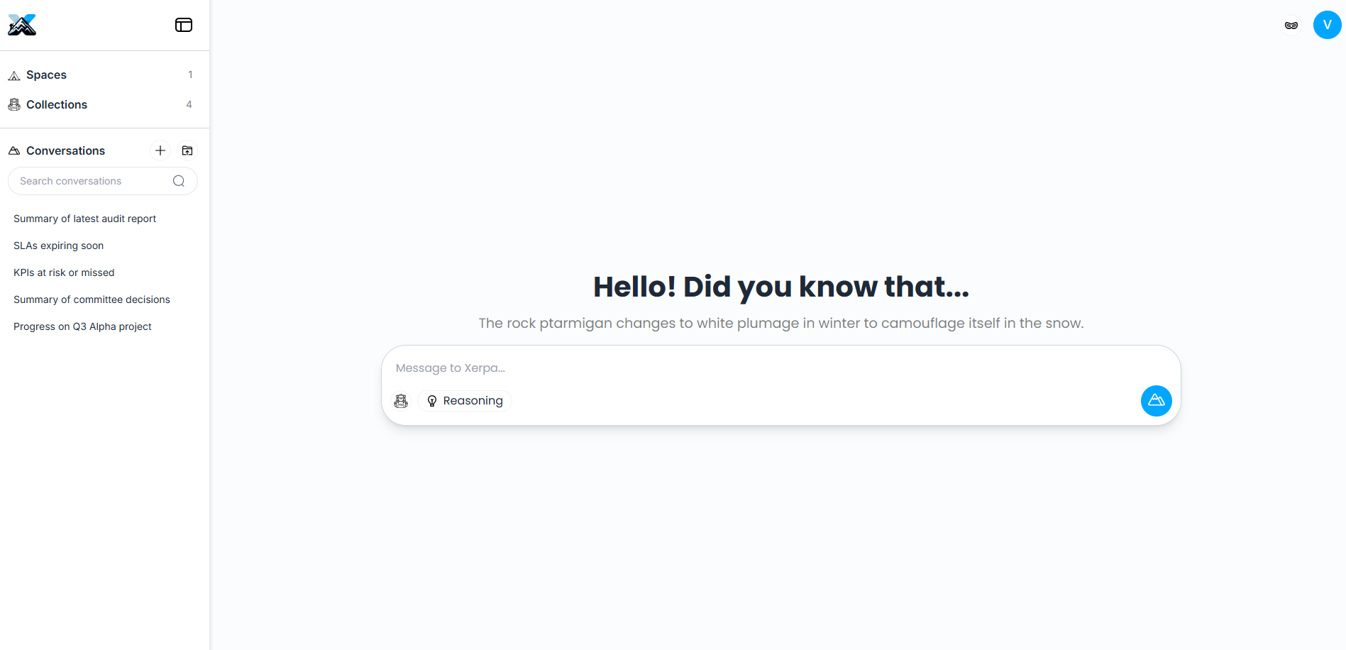 Xerpa chatbot interface conducting a real-time search with actual data
